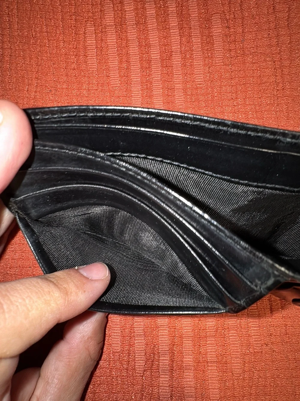Prada Black Leather Men's Bi-Fold Wallet with Metal Corner